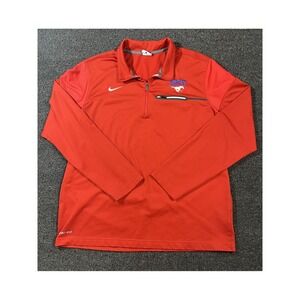 Nike SMU Mustangs Mens Elite Coaches 1/2 Zip Dri-FIT Red Pullover Large Z746960